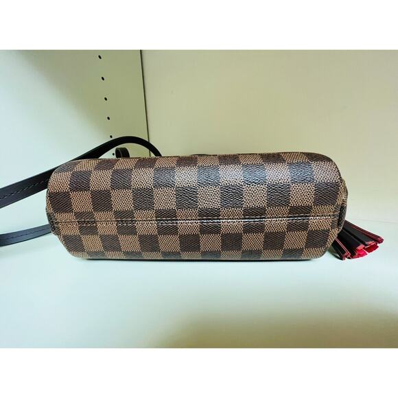 New Louis Vuitton Croisette Damier Ebene Shoulder Bag Brown Red Canvas Small LTD - Picture 9 of 16